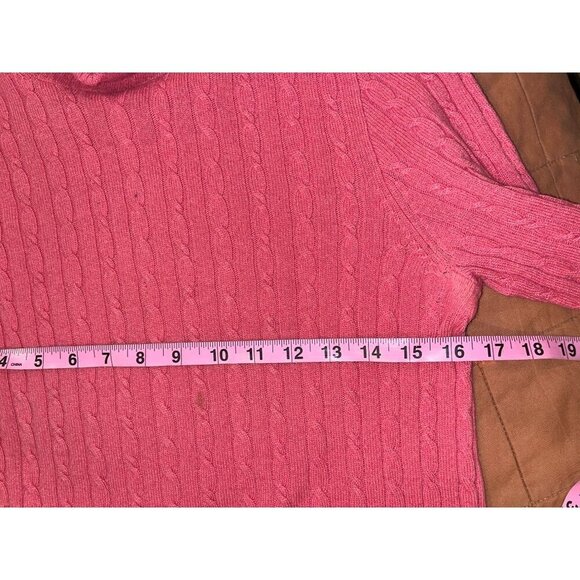 J.Crew Pink Cable Knit Wool Cashmere  Turtleneck Pullover Sweater Women's Size M - Picture 5 of 11